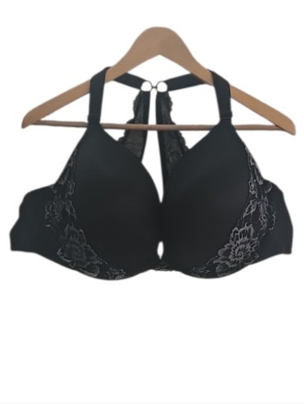 Cacique Boost Plunge Bra 48D Black Lace Convertible Racerback Supportive NWOT